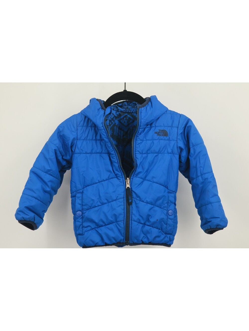 The North Face Toddler 4T Reversible Perrito Hooded Puffer Jacket Coat Blue